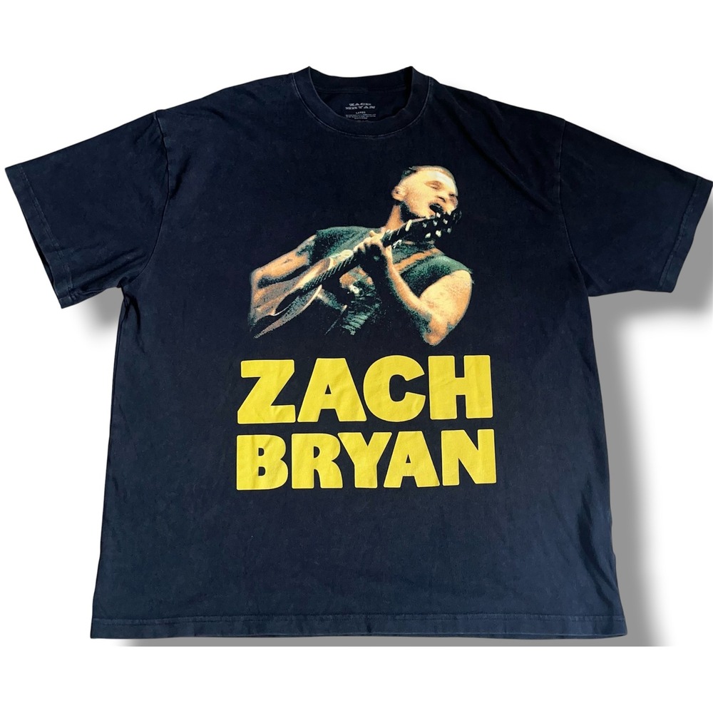 Zach Bryan Quittin Time Tour 2024 T-Shirt Mens Large Black Concert Graphic Tee